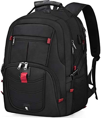 Laptop Backpack 17 Inch Waterproof Extra Large TSA Travel Backpack Anti Theft College Business Mens Backpacks with USB Charging Port 17.3 Gaming Computer Backpack for Women Men Black 45L