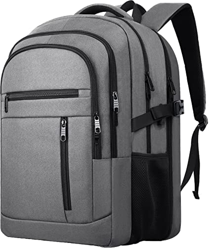 Backpack, Travel Backpack, Laptop Backpack, Durable 17 Inch Extra Large TSA Computer Backpacks with USB Charging Port, Lapsouno Anti-Theft Water Resistant College School Bag for Men Women, Grey