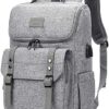 Vintage Backpack Travel Laptop Backpack with usb Charging Port for Women & Men School College Students Backpack Fits 15.6 Inch Laptop Grey